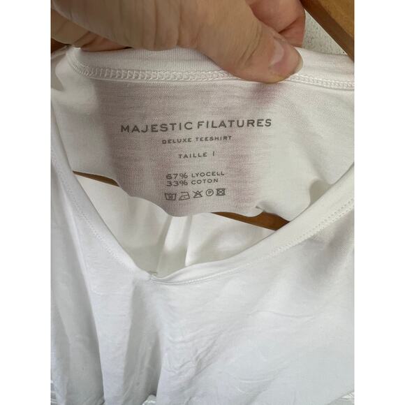 Majestic Filatures Women's V-Neck Deluse Tee Shirt Short Sleeve White Size S - Picture 5 of 7